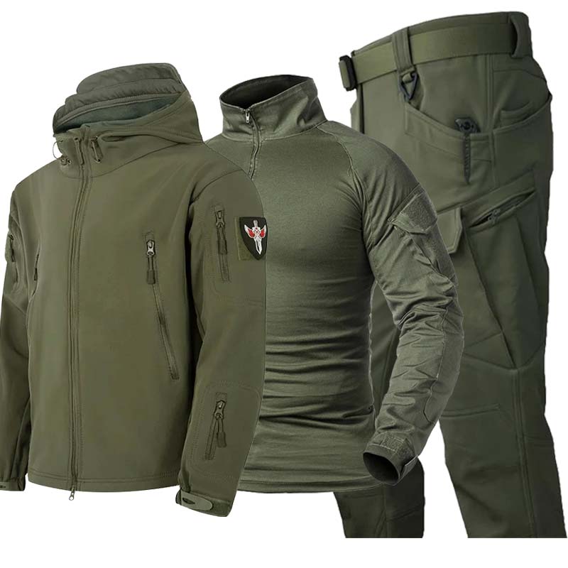 Tactical Military Shirt Cargo - Conjunto Tático Camuflado Masculino 3 Peças: