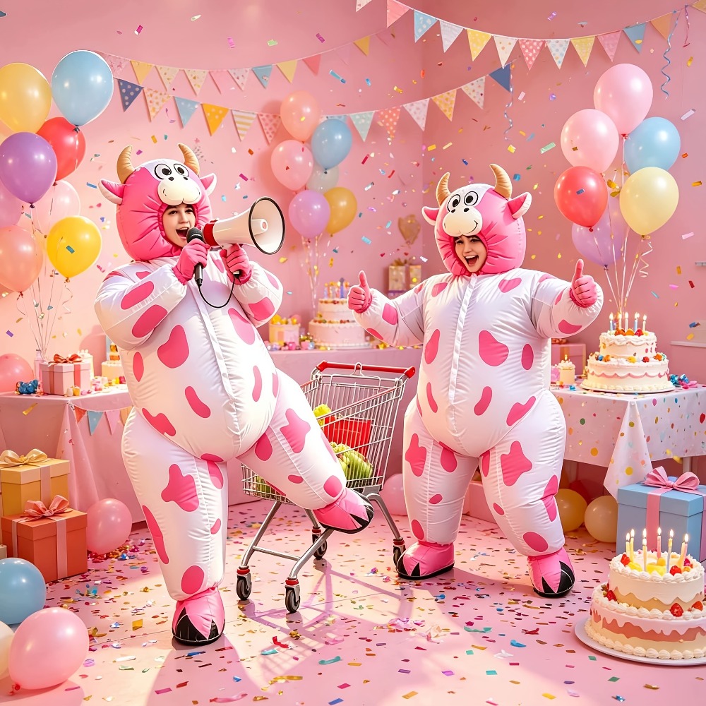 Suits - Divertido fato de vaca rosa insuflável,