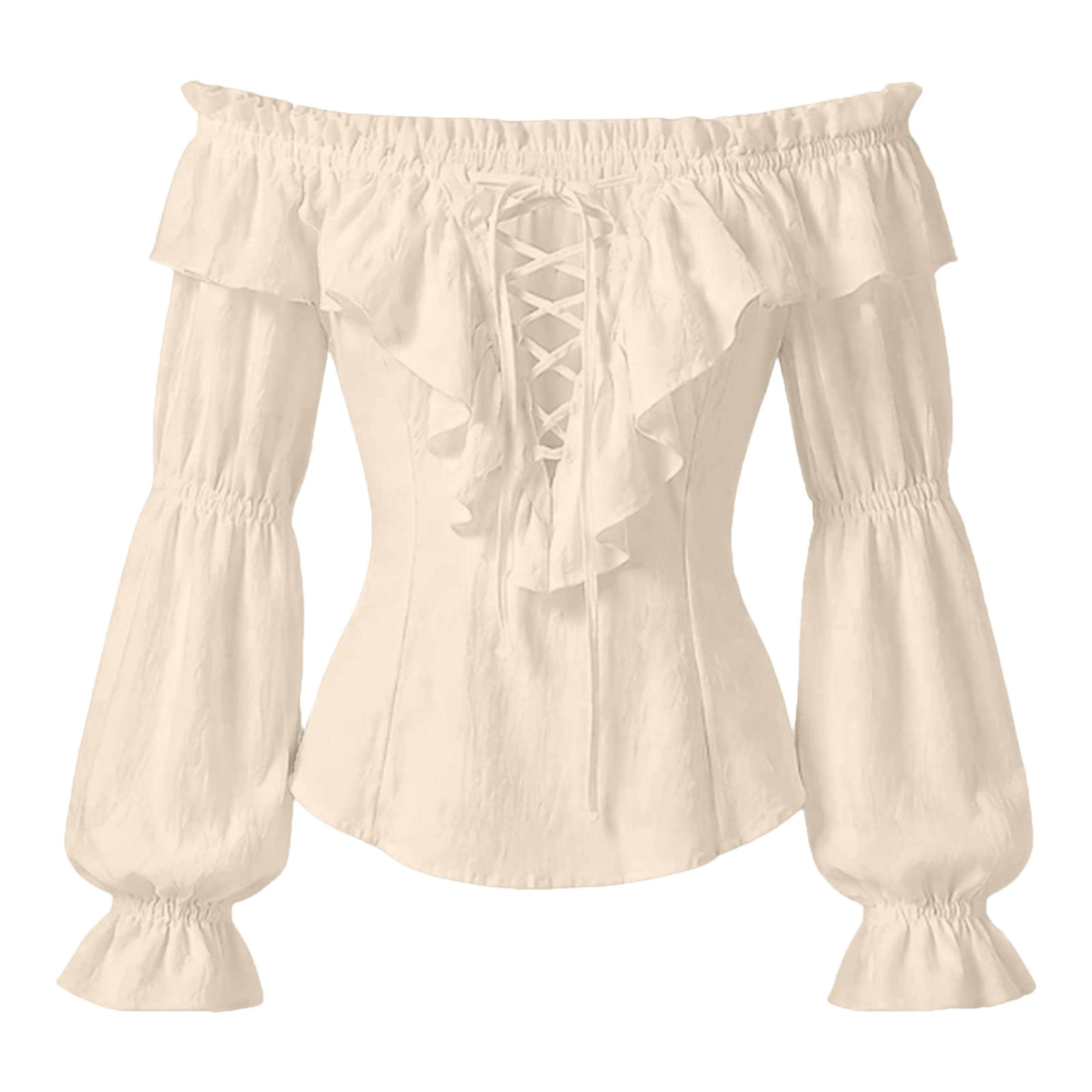 Camisa de Pirata Feminina, Blu - Medieval Gothic Lace Up Pirate Shirt avaliação e preço