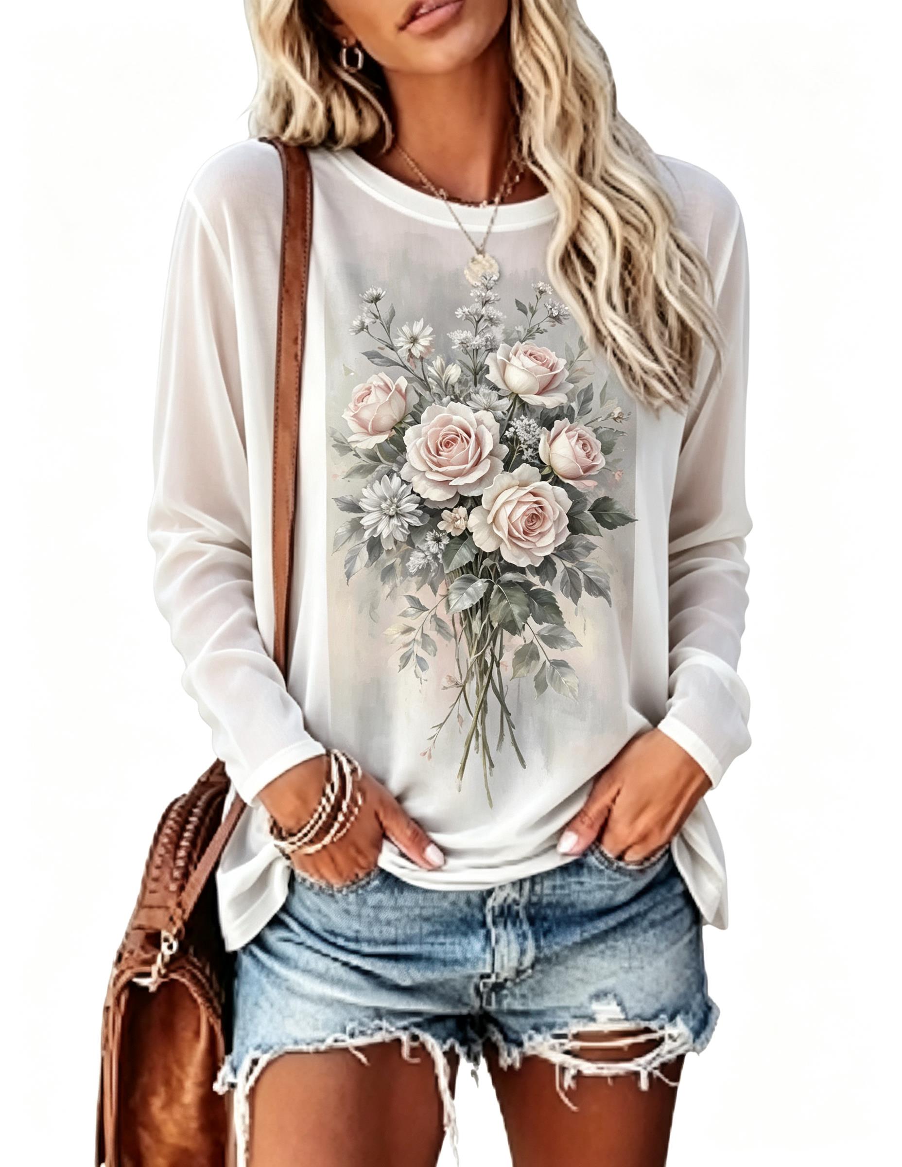Camiseta Feminina de Manga Lon - T-Shirts avaliação e preço
