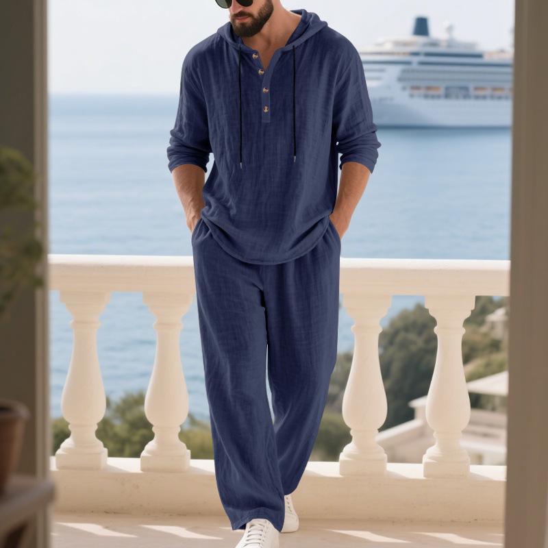 Conjunto Masculino Casual de L - Mens Linen Shirt Long Sleeve avaliação e preço