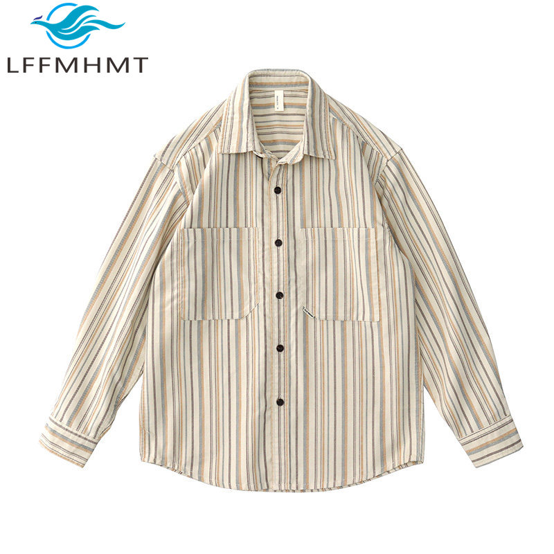 Camisa masculina japonesa vint - Corduroy Button Up Shirt Men avaliação e preço