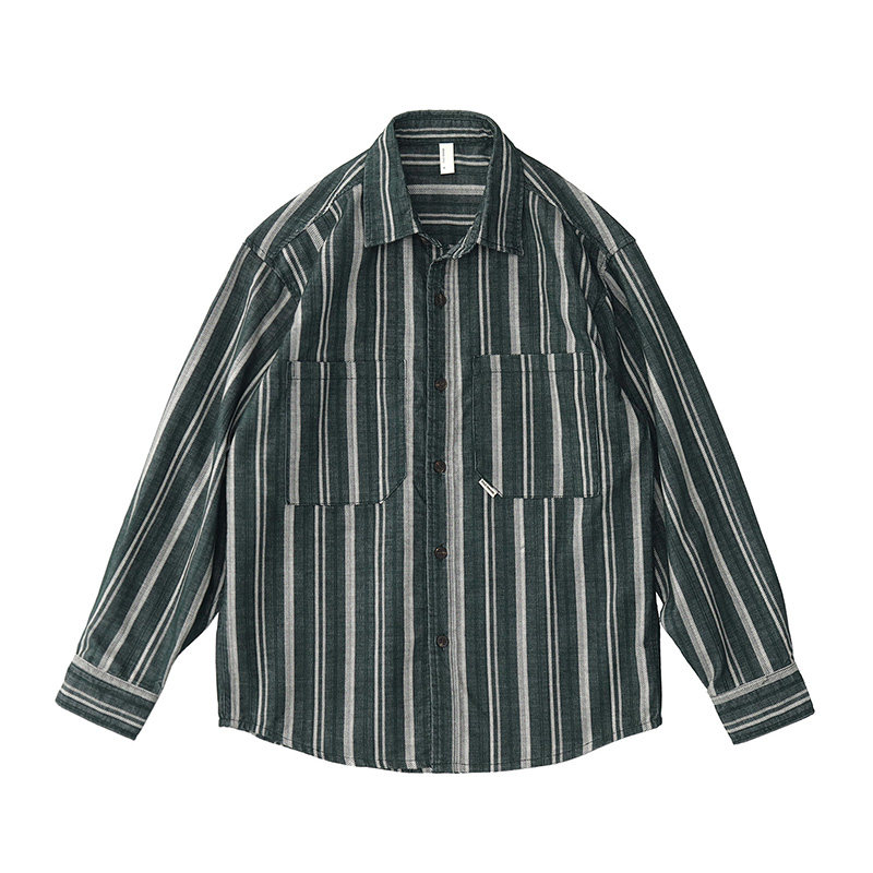 Camisa masculina japonesa vint - Corduroy Button Up Shirt Men avaliação e preço