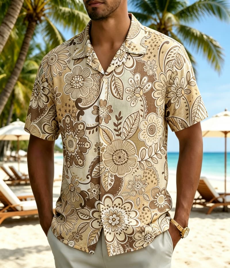 Camisa Masculina Vintage Boho  - Vintage Hawaiian Floral Shirt avaliação e preço