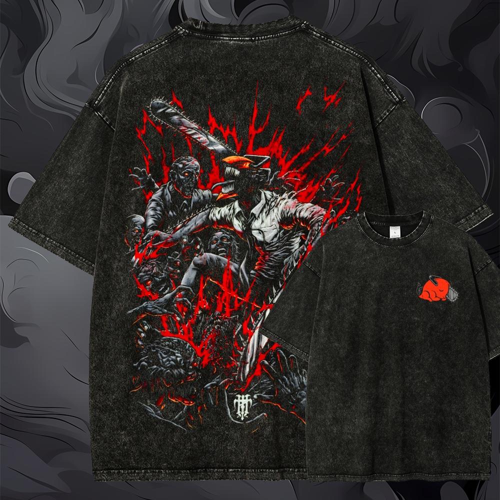 Camiseta Oversized Chainsaw Ma - Acid Wash Vintage Graphic T Shirt avaliação e preço