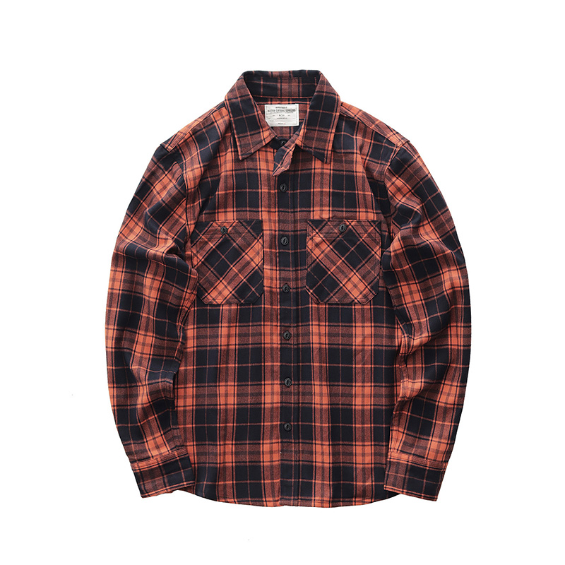 Outono novo japonês retro 300g - Flannel Plaid Shirt Heavy Weight avaliação e preço