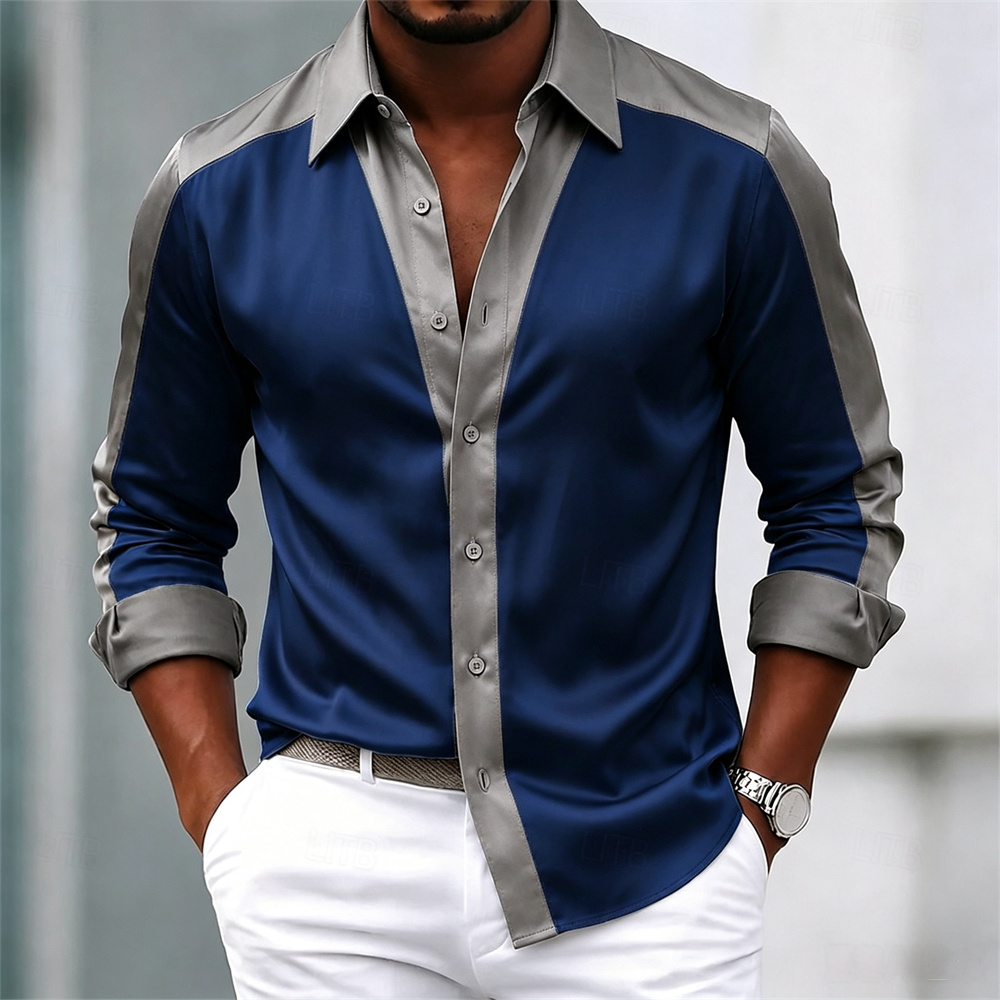 Camisa masculina de cetim, cas - Mens Satin Silk Dress Shirt avaliação e preço