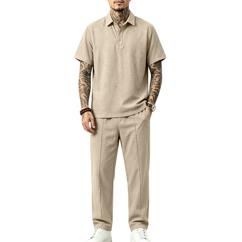 Conjunto Masculino de 2 Peças: - Mens Linen Shirt Long Sleeve avaliação e preço