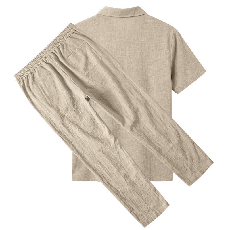 Conjunto Masculino de 2 Peças: - Mens Linen Shirt Long Sleeve avaliação e preço